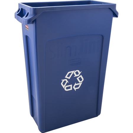 RUBBERMAID Recycle Vented Trash Can For  - Part# Rbmdfg354007Blue RBMDFG354007BLUE